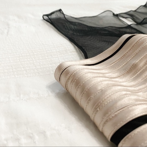 Bcbgmaxazria BRENDA BLACK CHAMPAGNE MESH SATIN BANDAGE COCKTAIL FORMAL DRESS - Picture 9 of 11